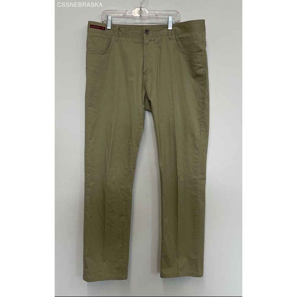 Enzo Tovare Men's Flat Front‎ Denim Pants RN 91262 34x30 Brown